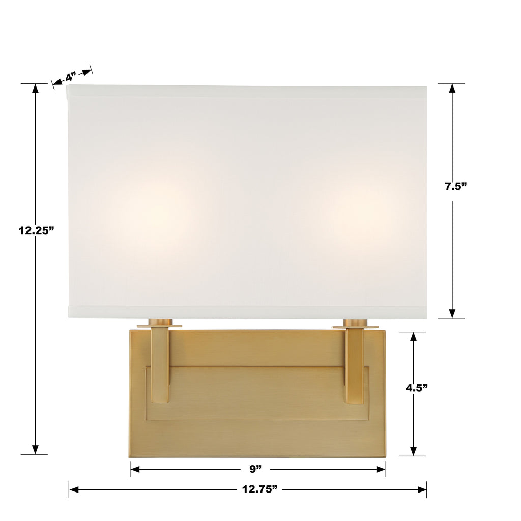 Durham 2 Light Vibrant Gold Sconce Wall Sconce Crystorama