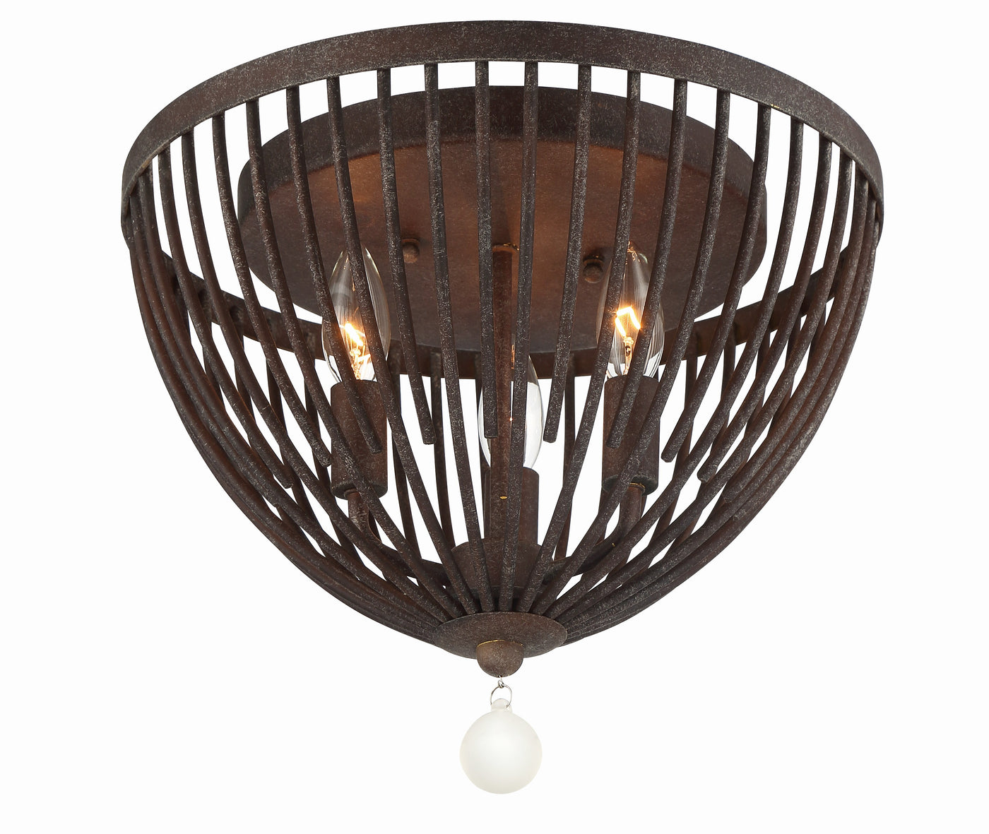 Duval 3 Light Forged Bronze Flush Mount Semi Flush Crystorama