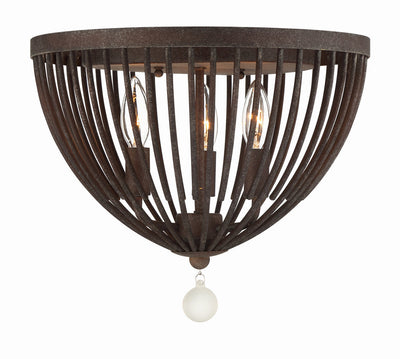 Duval 3 Light Forged Bronze Flush Mount Semi Flush Crystorama