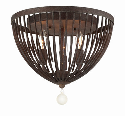 Duval 3 Light Forged Bronze Flush Mount Semi Flush Crystorama