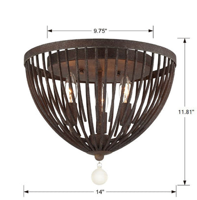 Duval 3 Light Forged Bronze Flush Mount Semi Flush Crystorama