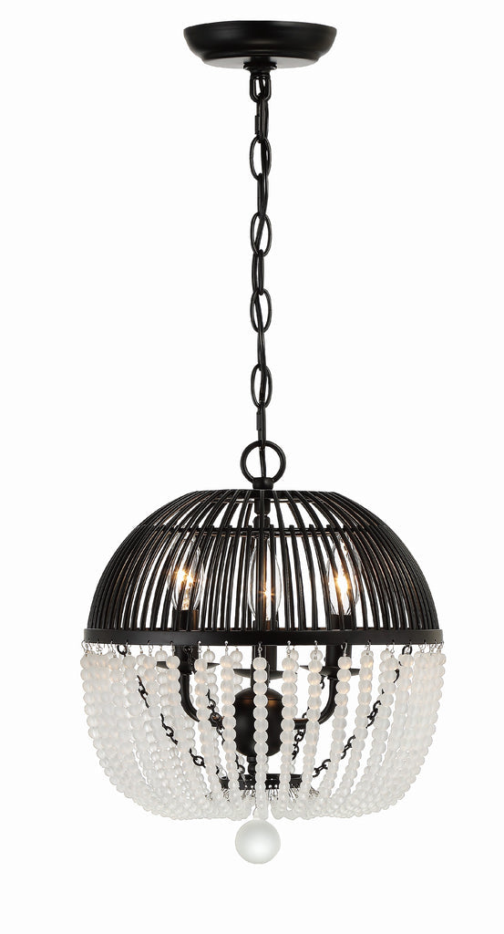 Duval 3 Light Matte Black Mini Chandelier Chandelier Crystorama