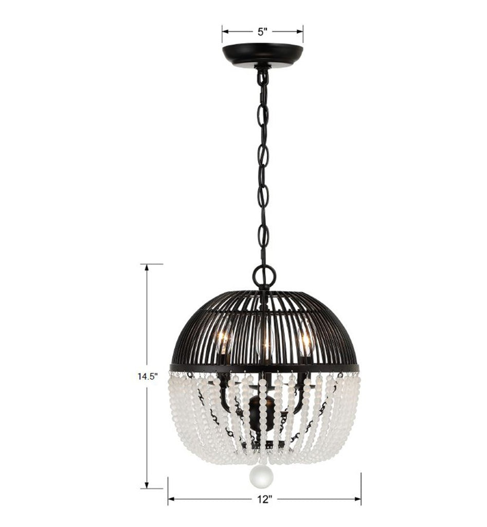 Duval 3 Light Matte Black Mini Chandelier Chandelier Crystorama