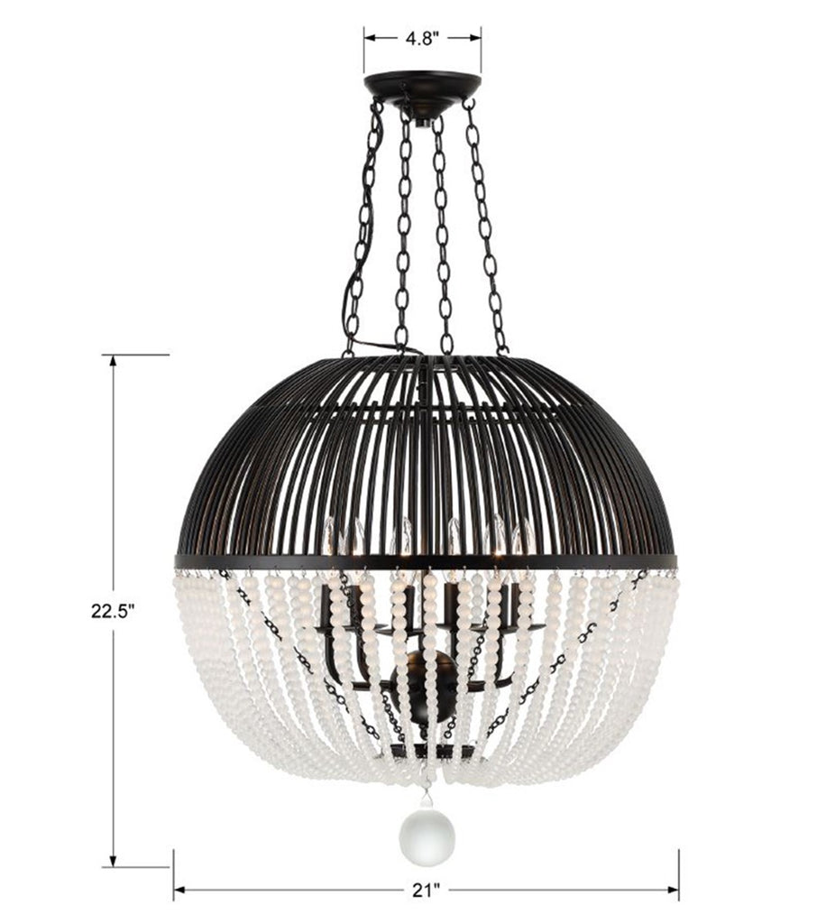 Duval 6 Light Matte Black Chandelier Chandelier Crystorama