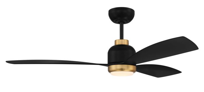 52" Donovan, Flat Black/Satin Brass finish, Flat black Blades, Light kit Included (Optional) Ceiling Fan CRAFTMADE