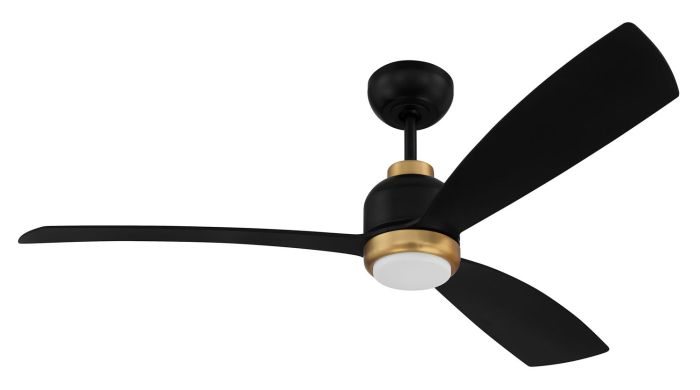 52" Donovan, Flat Black/Satin Brass finish, Flat black Blades, Light kit Included (Optional) Ceiling Fan CRAFTMADE