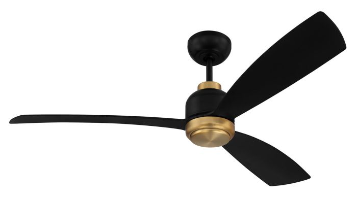 52" Donovan, Flat Black/Satin Brass finish, Flat black Blades, Light kit Included (Optional) Ceiling Fan CRAFTMADE