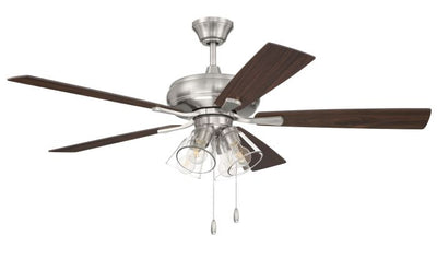 52" Eos Clear 4 Light in Brushed Polished Nickel w/ Driftwood/Walnut Blades Ceiling Fan CRAFTMADE