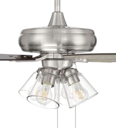 52" Eos Clear 4 Light in Brushed Polished Nickel w/ Driftwood/Walnut Blades Ceiling Fan CRAFTMADE