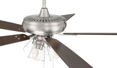 52" Eos Clear 4 Light in Brushed Polished Nickel w/ Driftwood/Walnut Blades Ceiling Fan CRAFTMADE