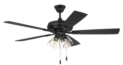 52" Eos Clear 4 Light in Flat Black w/ Flat Black/Greywood Blades Ceiling Fan CRAFTMADE