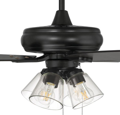 52" Eos Clear 4 Light in Flat Black w/ Flat Black/Greywood Blades Ceiling Fan CRAFTMADE