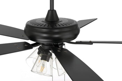 52" Eos Clear 4 Light in Flat Black w/ Flat Black/Greywood Blades Ceiling Fan CRAFTMADE