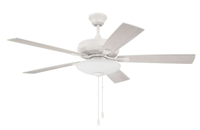 52" Eos 3 Light Bowl in White w/ White/Washed Oak Blades Ceiling Fan CRAFTMADE