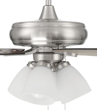 52" Eos Frost 4 Light in Brushed Polished Nickel w/ Driftwood/Walnut Blades Ceiling Fan CRAFTMADE