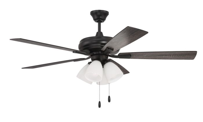 52" Eos Frost 4 Light in Flat Black w/ Flat Black/Greywood Blades Ceiling Fan CRAFTMADE