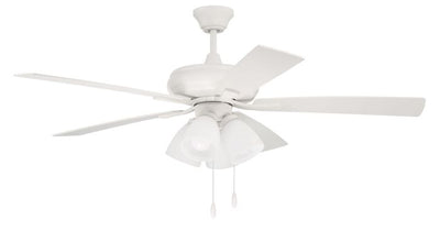 52" Eos Frost 4 Light in White w/ White/Washed Oak Blades Ceiling Fan CRAFTMADE