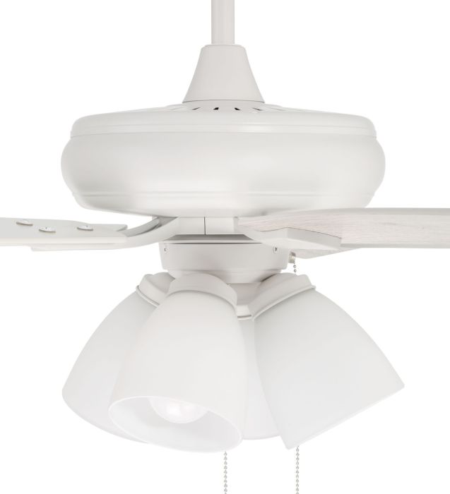 52" Eos Frost 4 Light in White w/ White/Washed Oak Blades Ceiling Fan CRAFTMADE