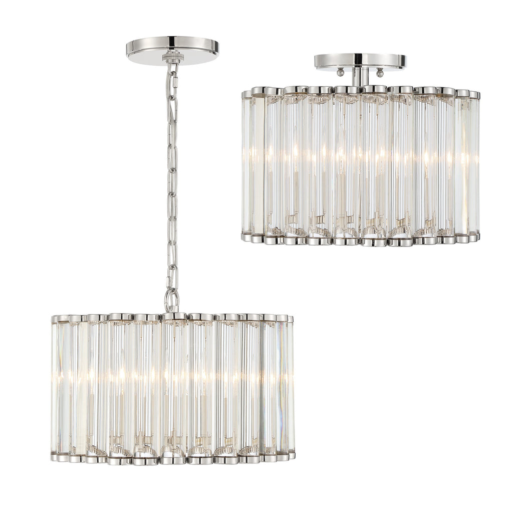 Libby Langdon Elliot 4 Light Polished Nickel Mini Chandelier Chandelier Crystorama