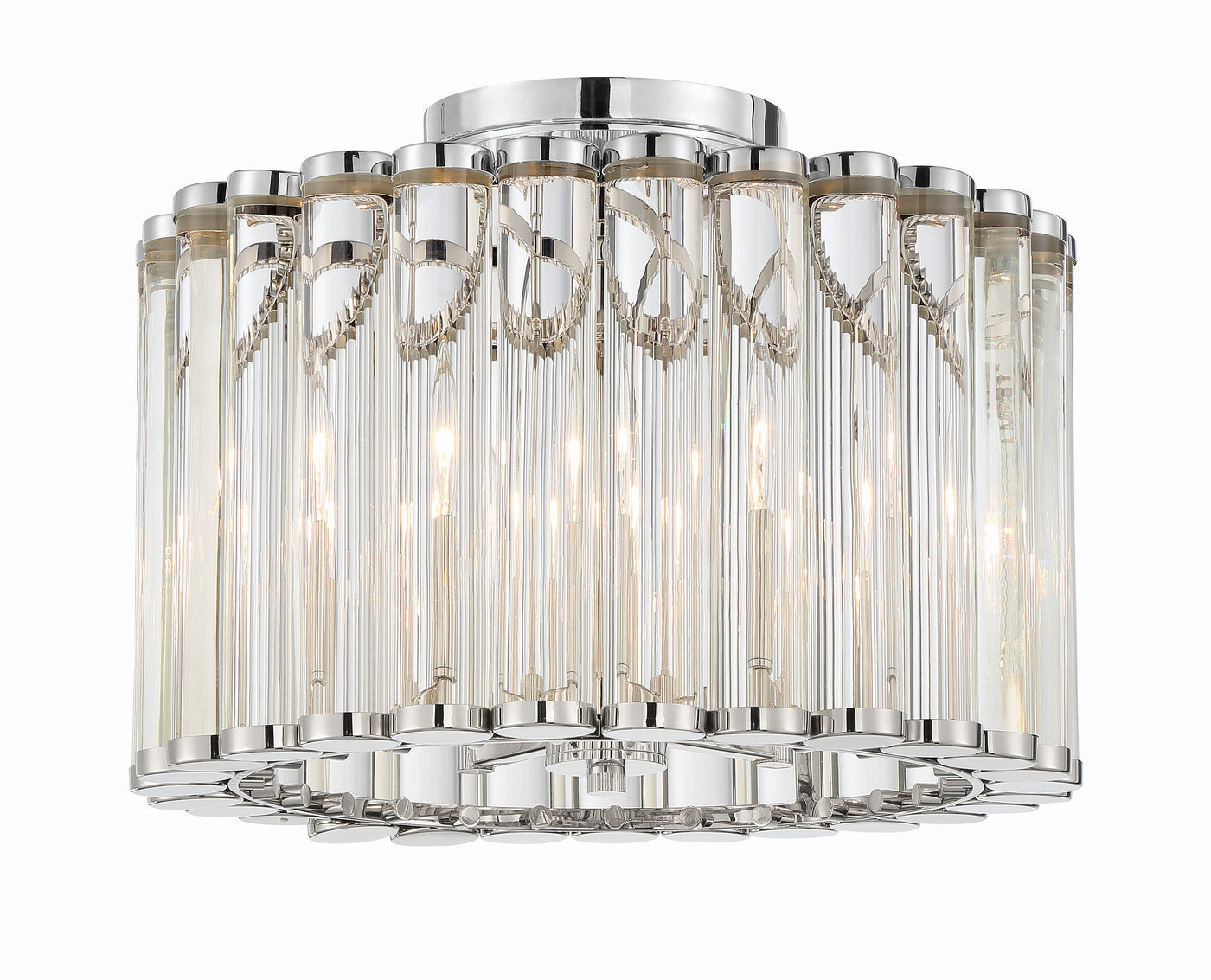 Libby Langdon Elliot 4 Light Polished Nickel Semi Flush Mount Semi Flush Crystorama