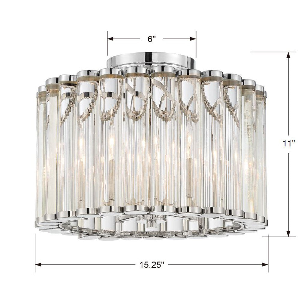 Libby Langdon Elliot 4 Light Polished Nickel Semi Flush Mount Semi Flush Crystorama