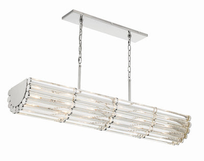 Libby Langdon Elliot 6 Light Polished Nickel Linear Chandelier Chandelier Crystorama