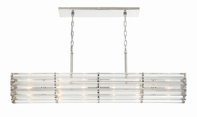 Libby Langdon Elliot 6 Light Polished Nickel Linear Chandelier Chandelier Crystorama