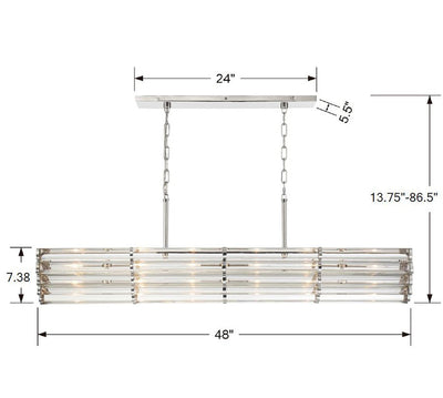 Libby Langdon Elliot 6 Light Polished Nickel Linear Chandelier Chandelier Crystorama