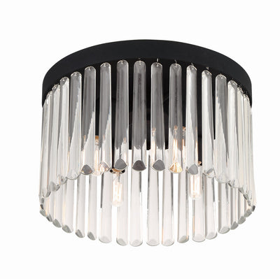 Emory 4 Light Black Forged Flush Mount Semi Flush Crystorama