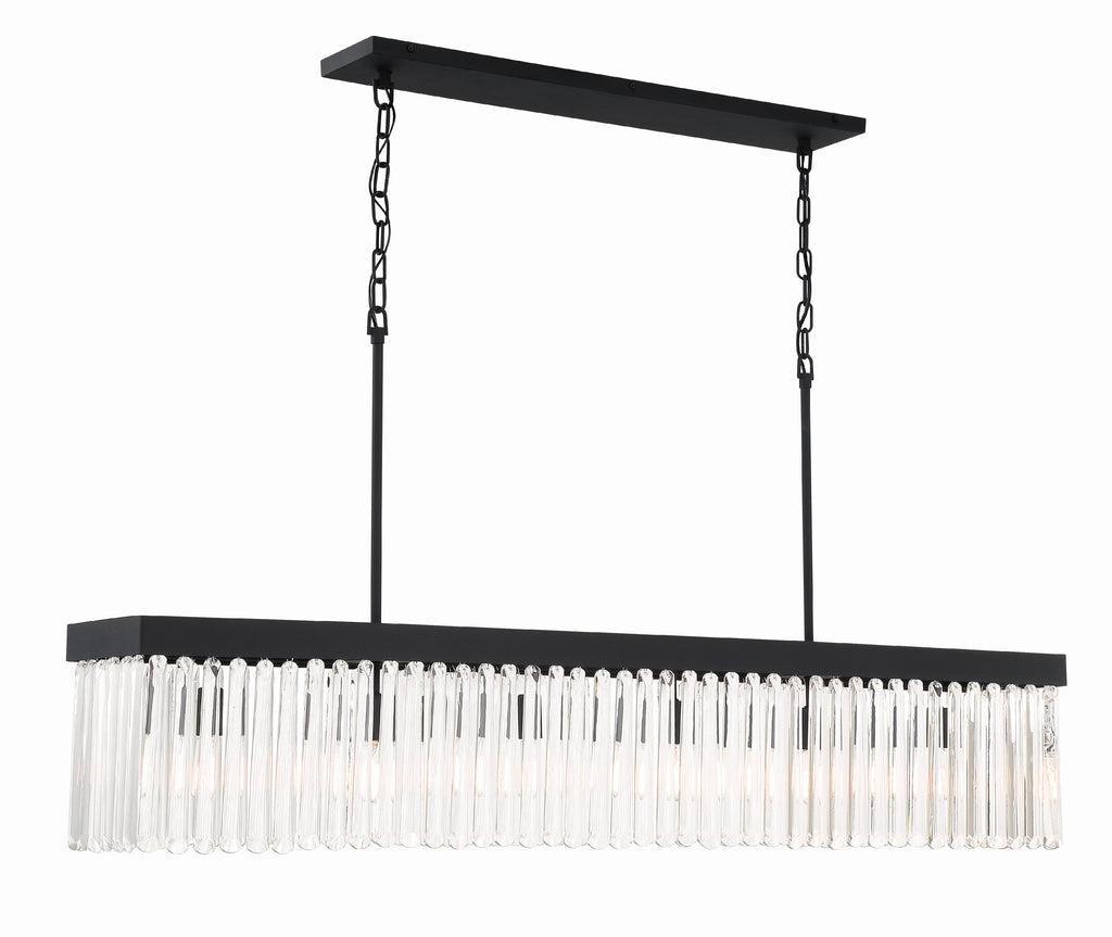 Emory 6 Light Black Forged Linear Chandelier Chandelier Crystorama