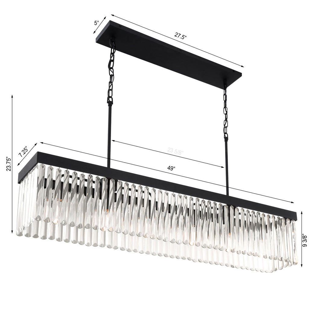 Emory 6 Light Black Forged Linear Chandelier Chandelier Crystorama