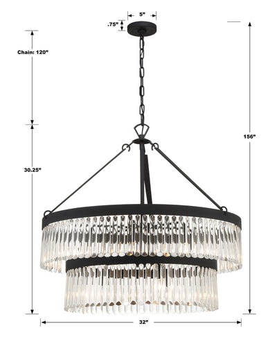 Emory 9 Light Black Forged Chandelier Chandelier Crystorama