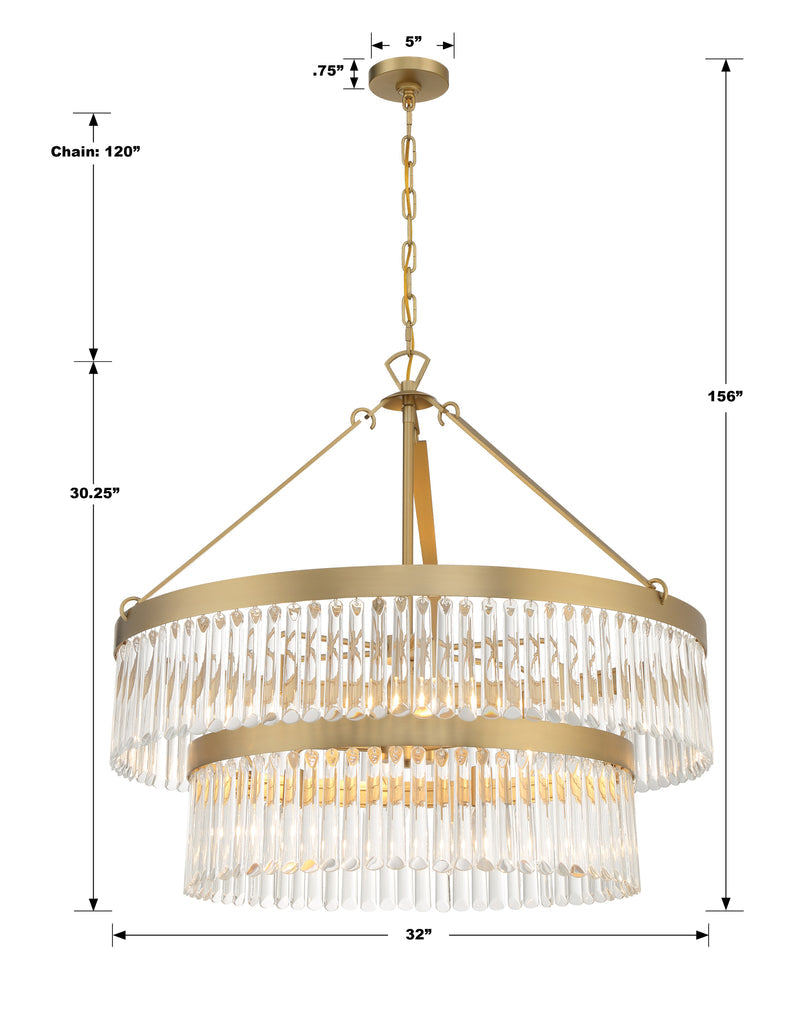 Emory 9 Light Modern Gold Chandelier Chandelier Crystorama