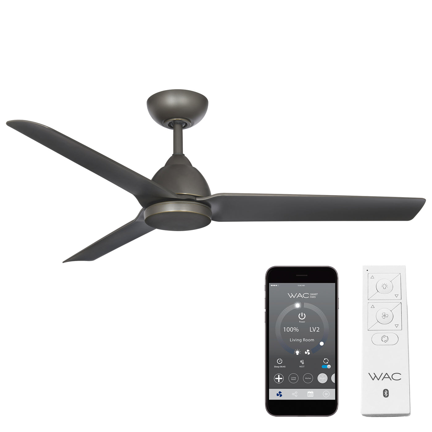 Mocha 3-Blade Smart Ceiling Fan Ceiling Fan WAC Lighting