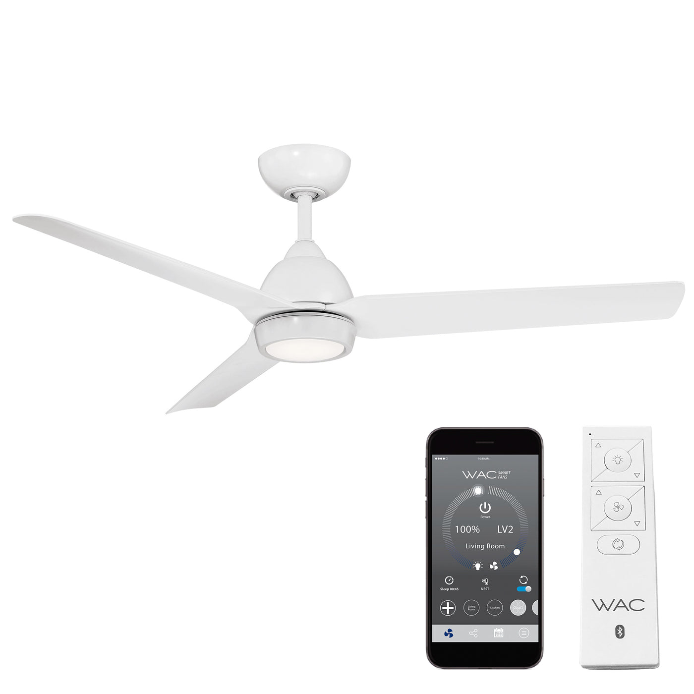 Mocha 3-Blade LED Smart Ceiling Fan Ceiling Fan WAC Lighting