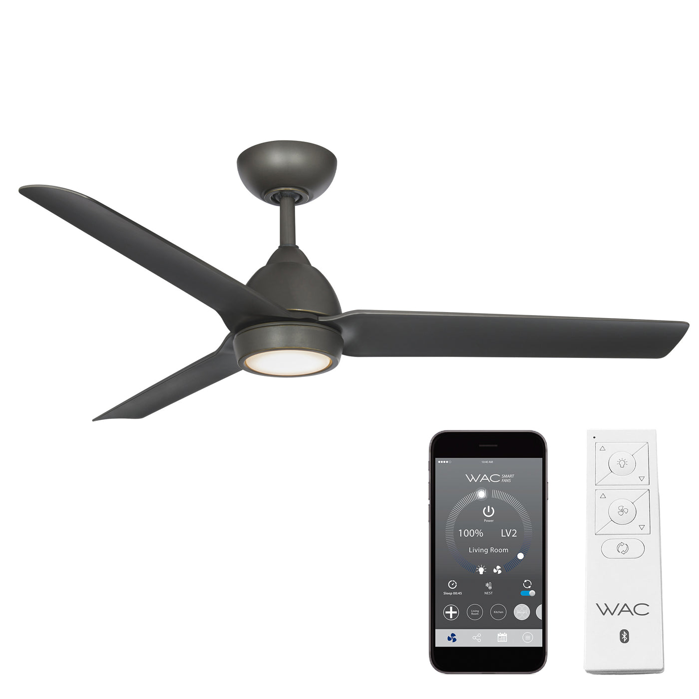 Mocha 3-Blade LED Smart Ceiling Fan Ceiling Fan WAC Lighting