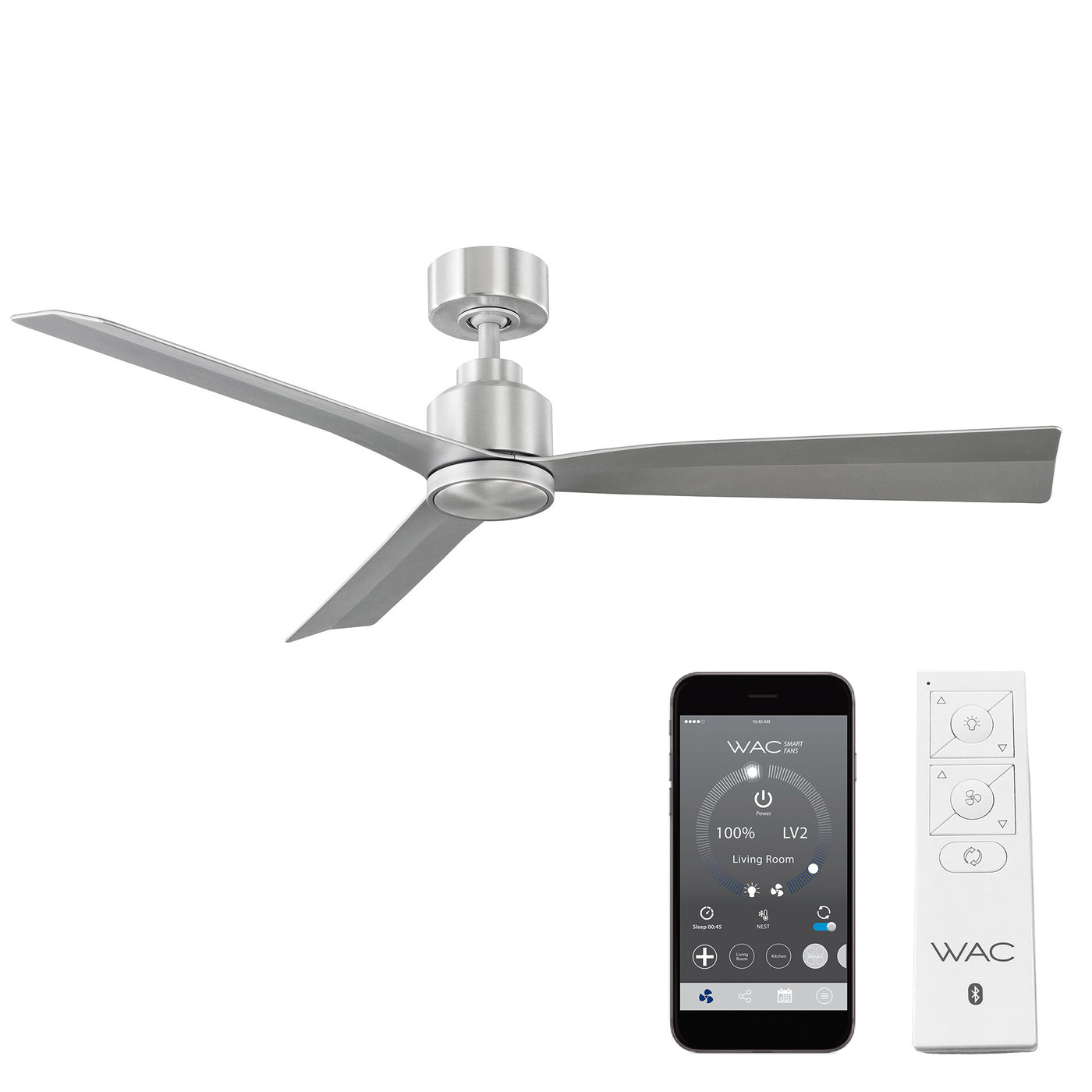 Clean 3-Blade Smart Ceiling Fan Ceiling Fan WAC Lighting