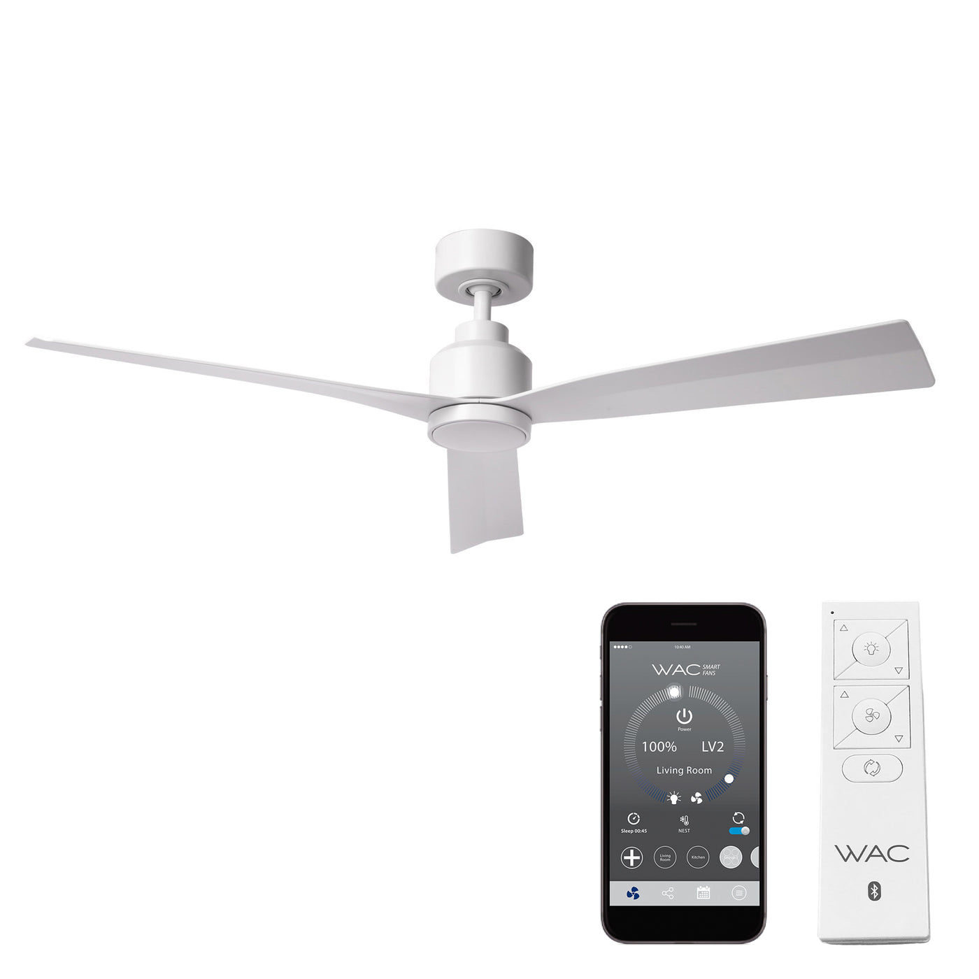 Clean 3-Blade Smart Ceiling Fan Ceiling Fan WAC Lighting