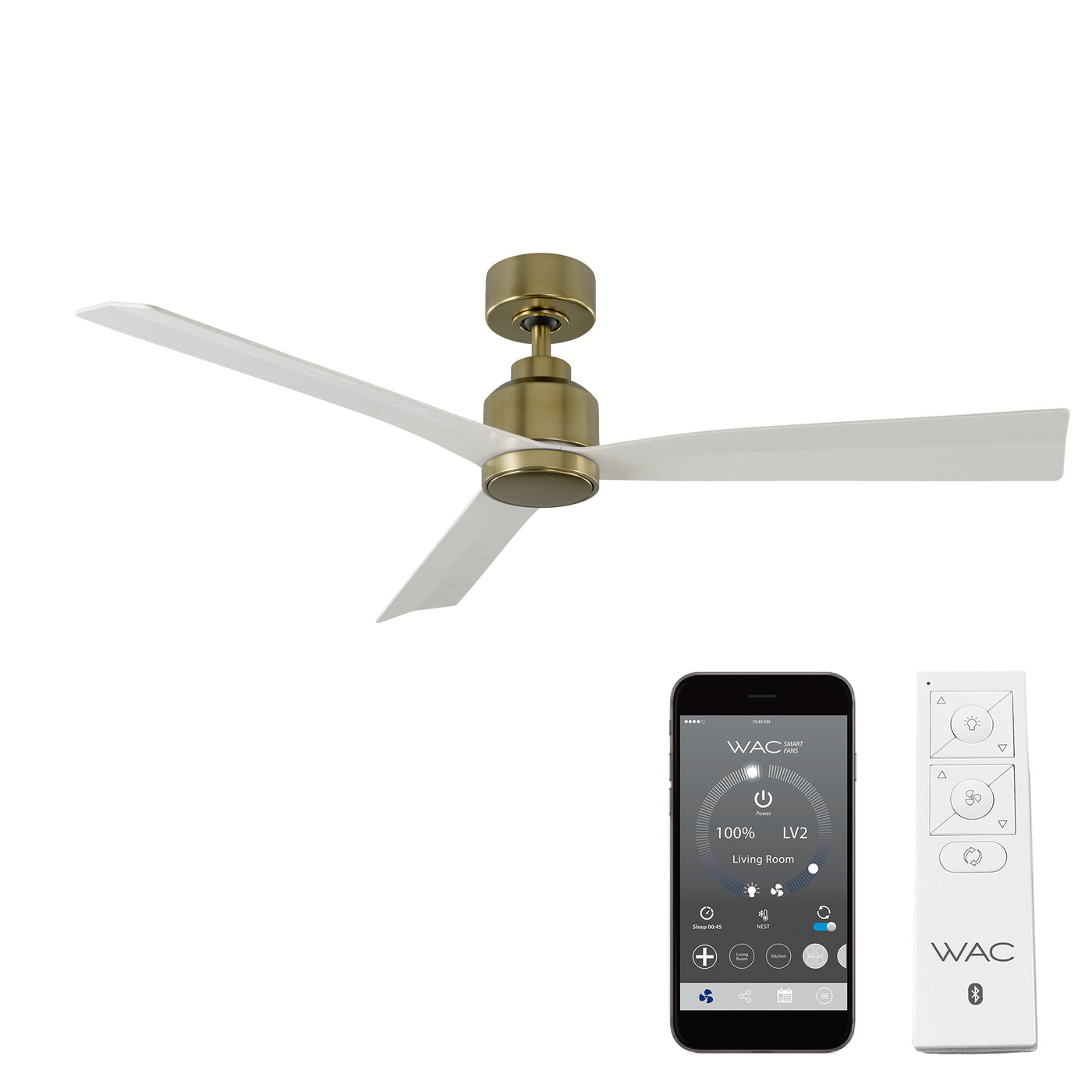 Clean 3-Blade Smart Ceiling Fan Ceiling Fan WAC Lighting