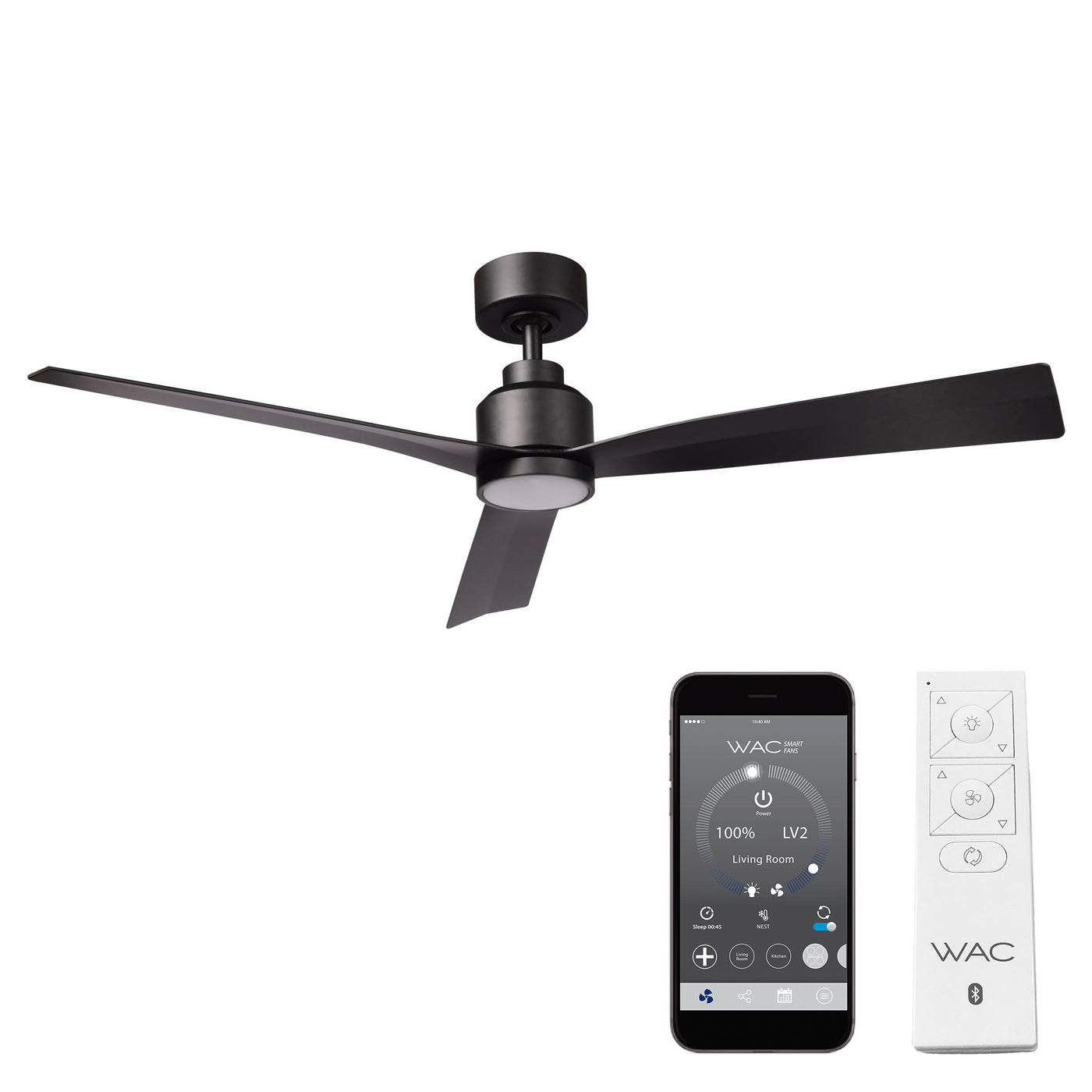 Clean 3-Blade LED Smart Ceiling Fan Ceiling Fan WAC Lighting