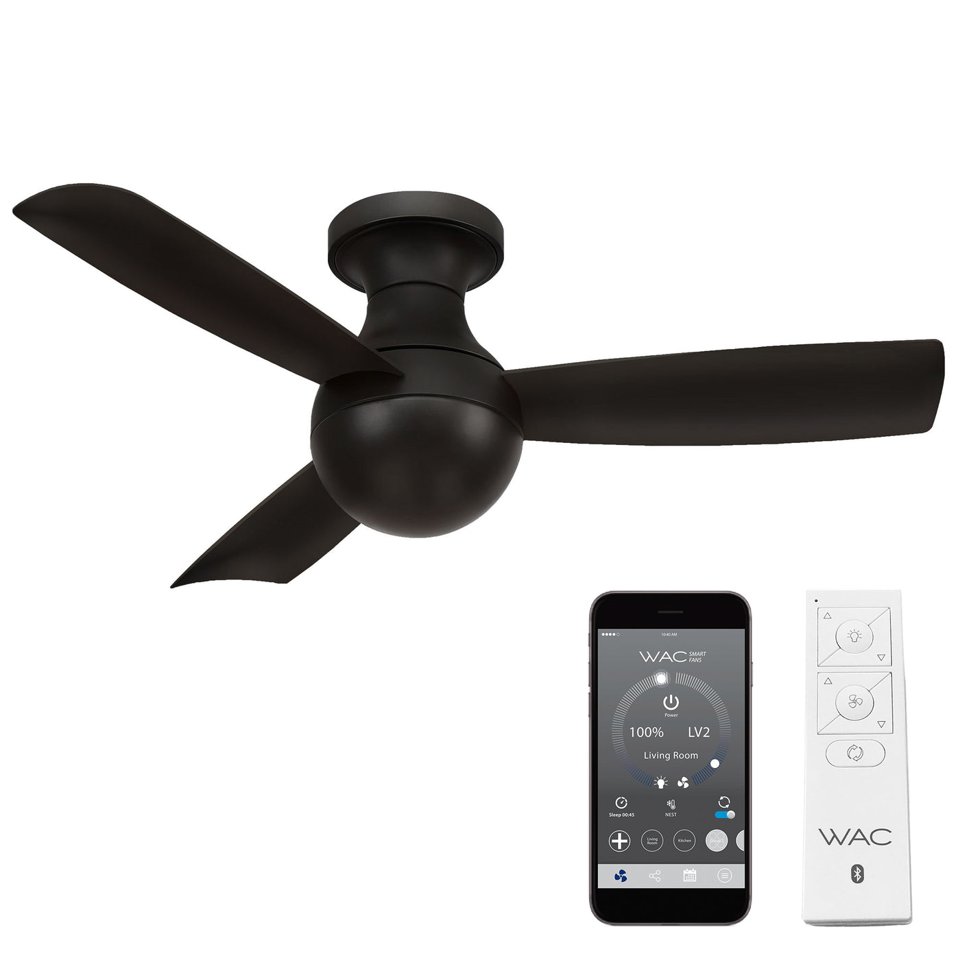 Orb 3-Blade Smart Flush Mount Ceiling Fan Ceiling Fan WAC Lighting