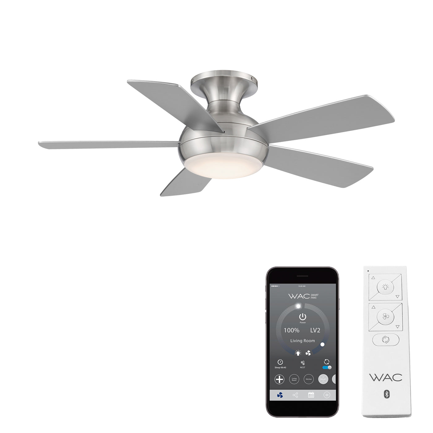 Odyssey 5-Blade Smart Flush Mount Ceiling Fan Ceiling Fan WAC Lighting