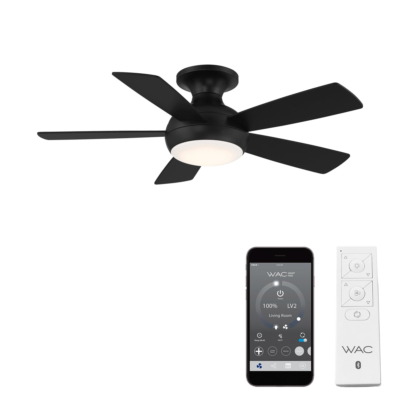 Odyssey 5-Blade Smart Flush Mount Ceiling Fan Ceiling Fan WAC Lighting