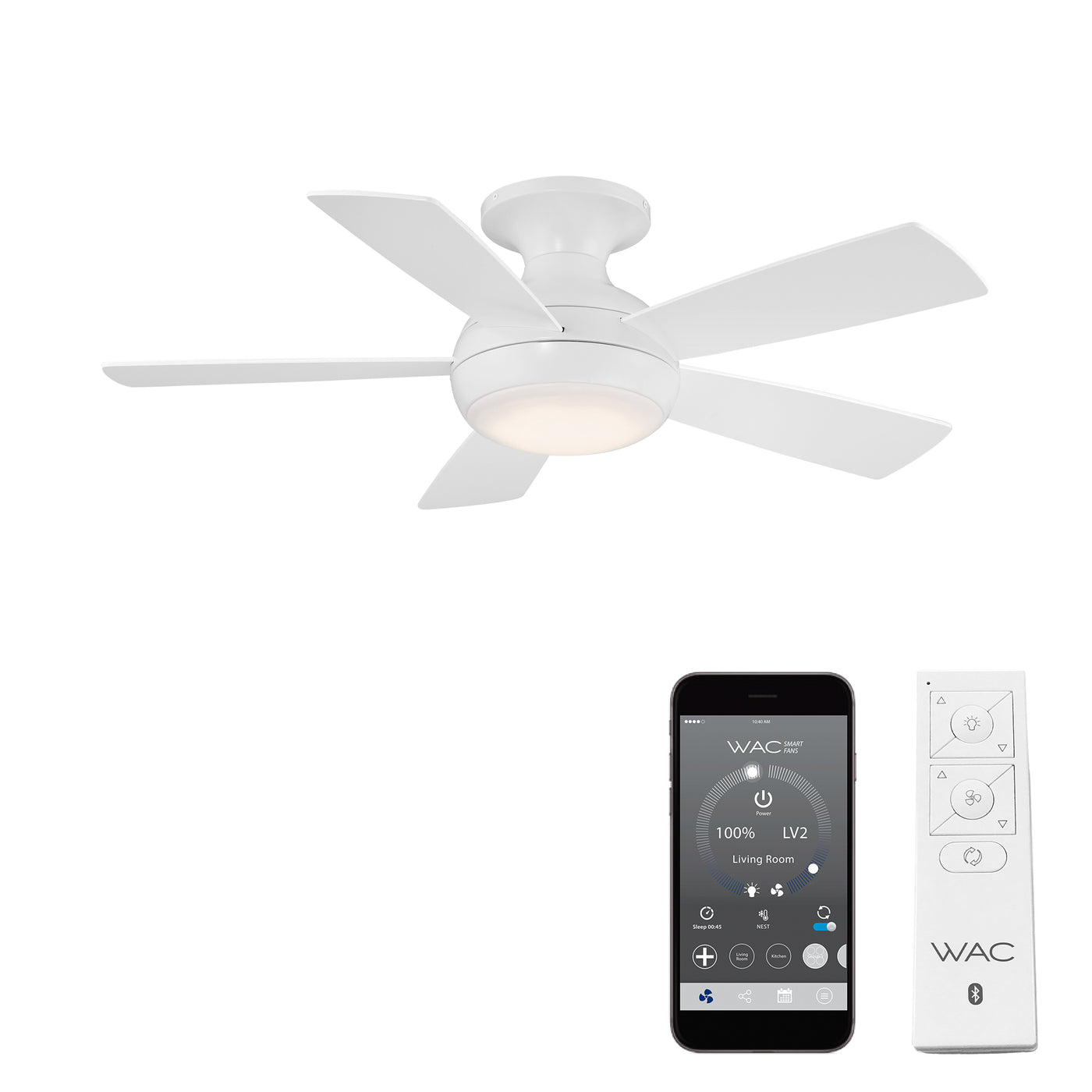 Odyssey 5-Blade Smart Flush Mount Ceiling Fan Ceiling Fan WAC Lighting