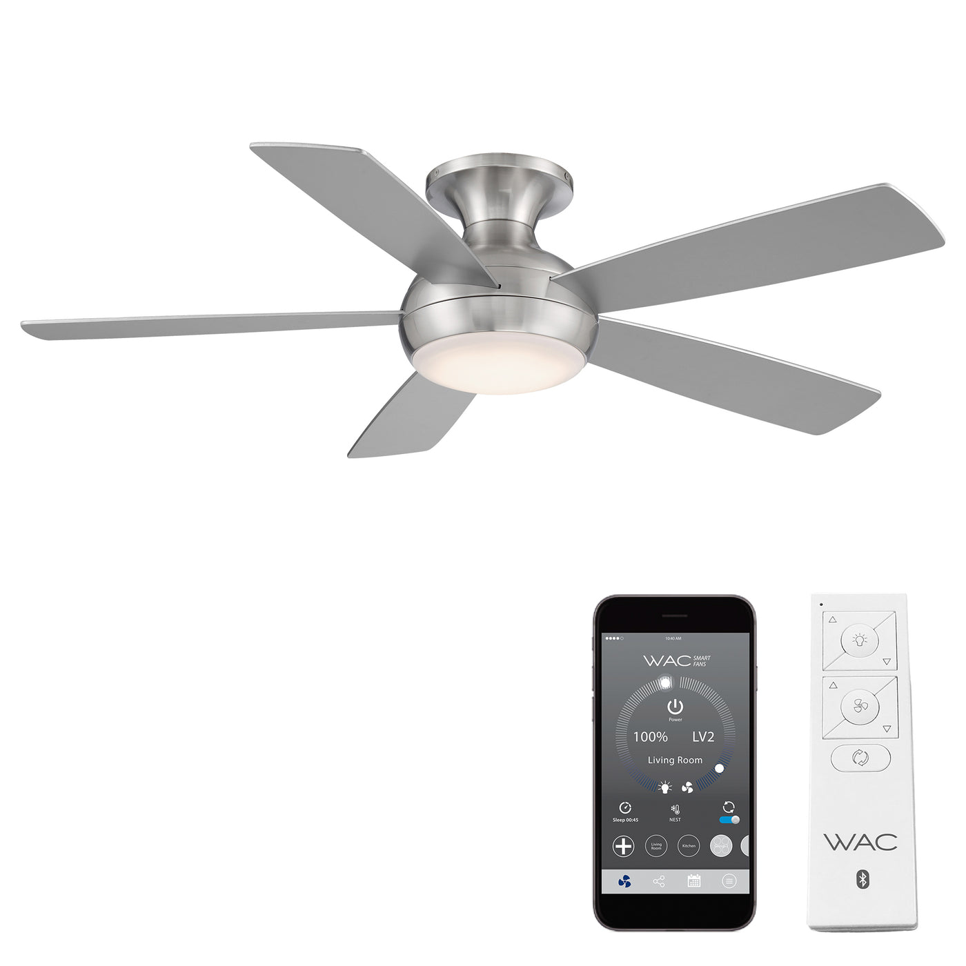 Odyssey 5-Blade Smart Flush Mount Ceiling Fan Ceiling Fan WAC Lighting