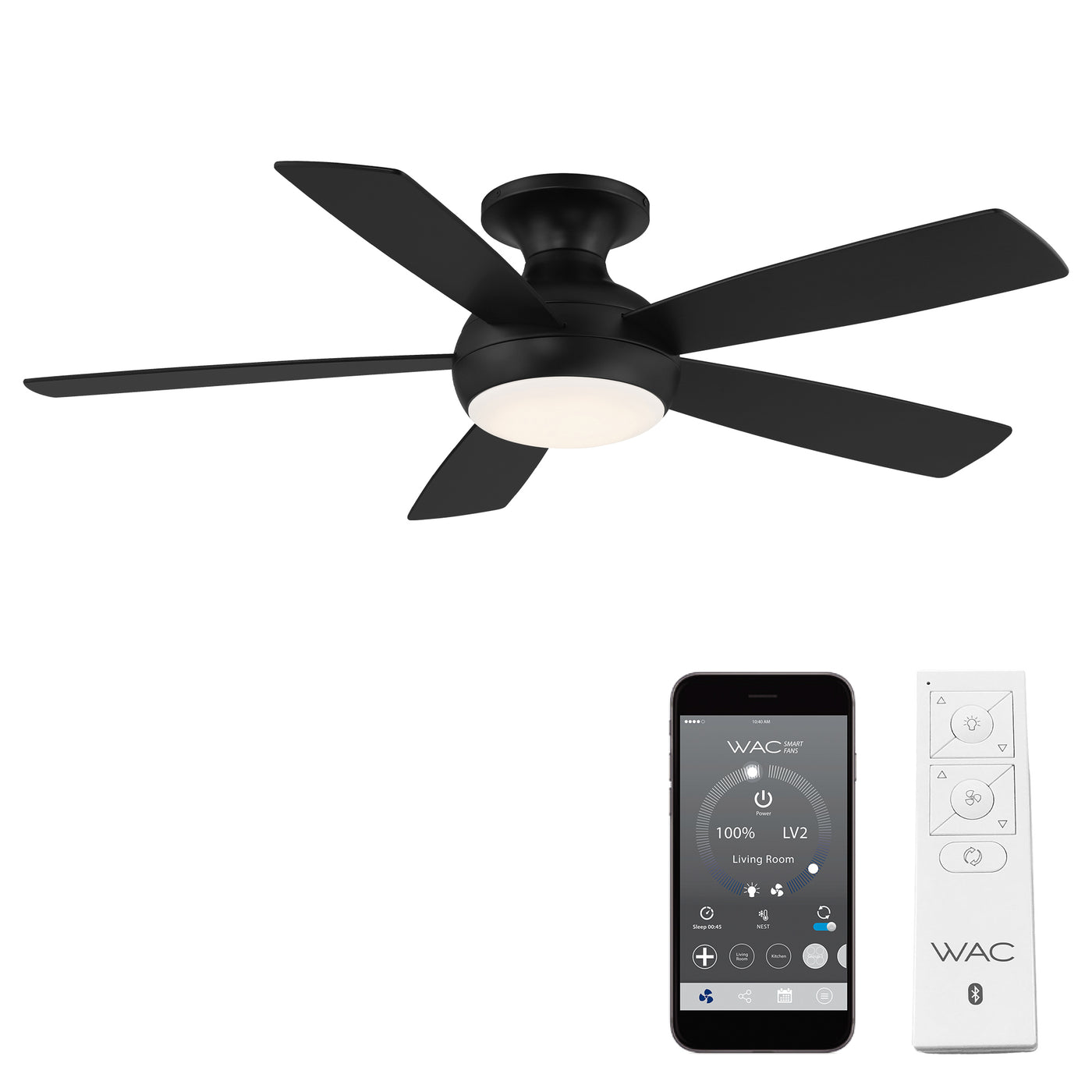 Odyssey 5-Blade Smart Flush Mount Ceiling Fan Ceiling Fan WAC Lighting