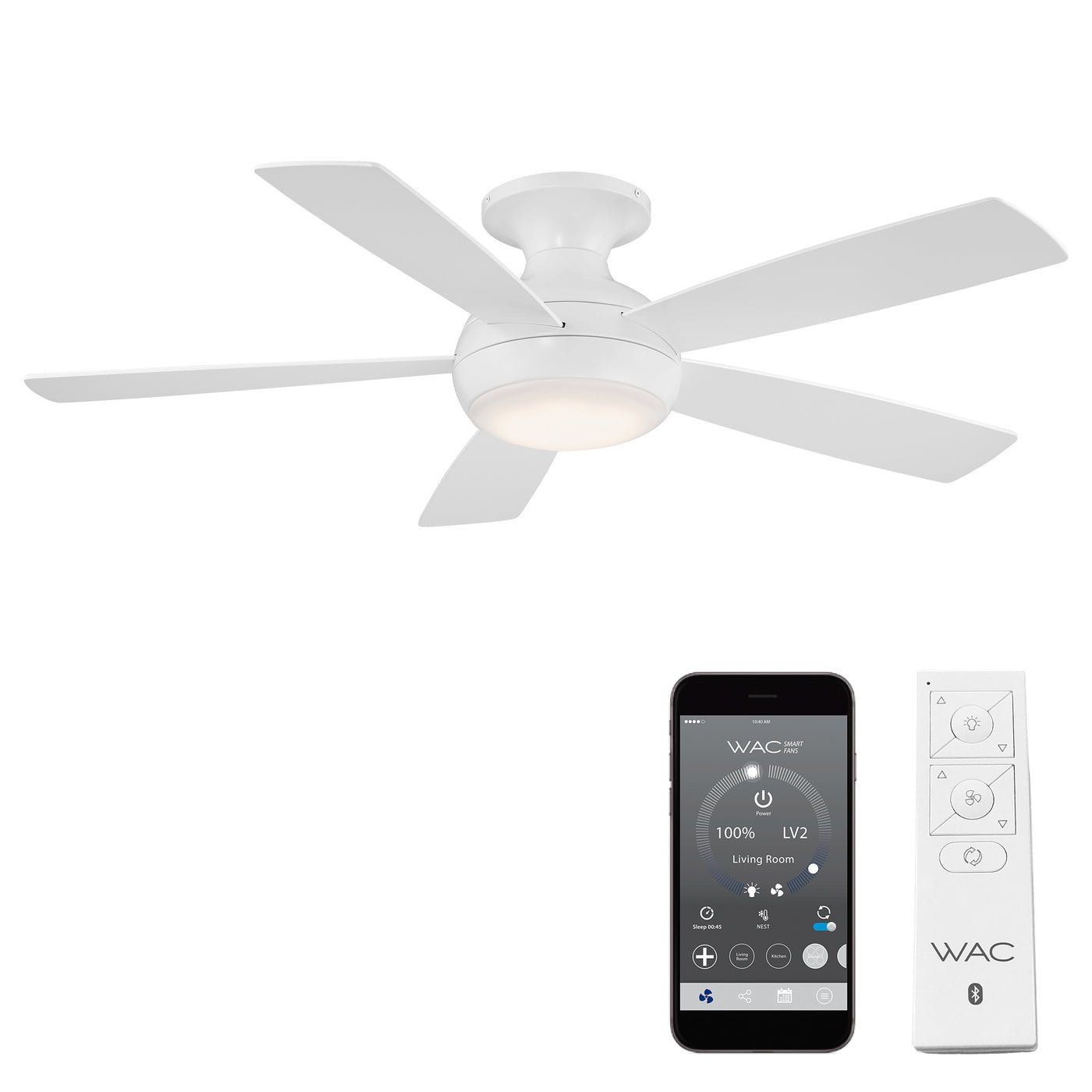 Odyssey 5-Blade Smart Flush Mount Ceiling Fan Ceiling Fan WAC Lighting