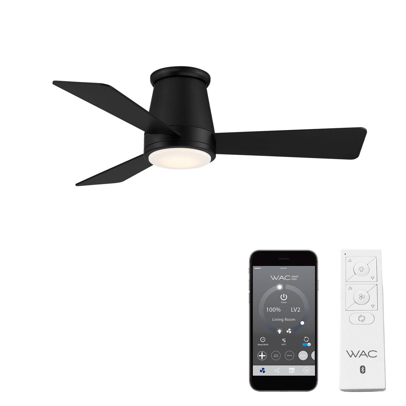 Hug 3-Blade Smart Flush Mount Ceiling Fan Ceiling Fan WAC Lighting