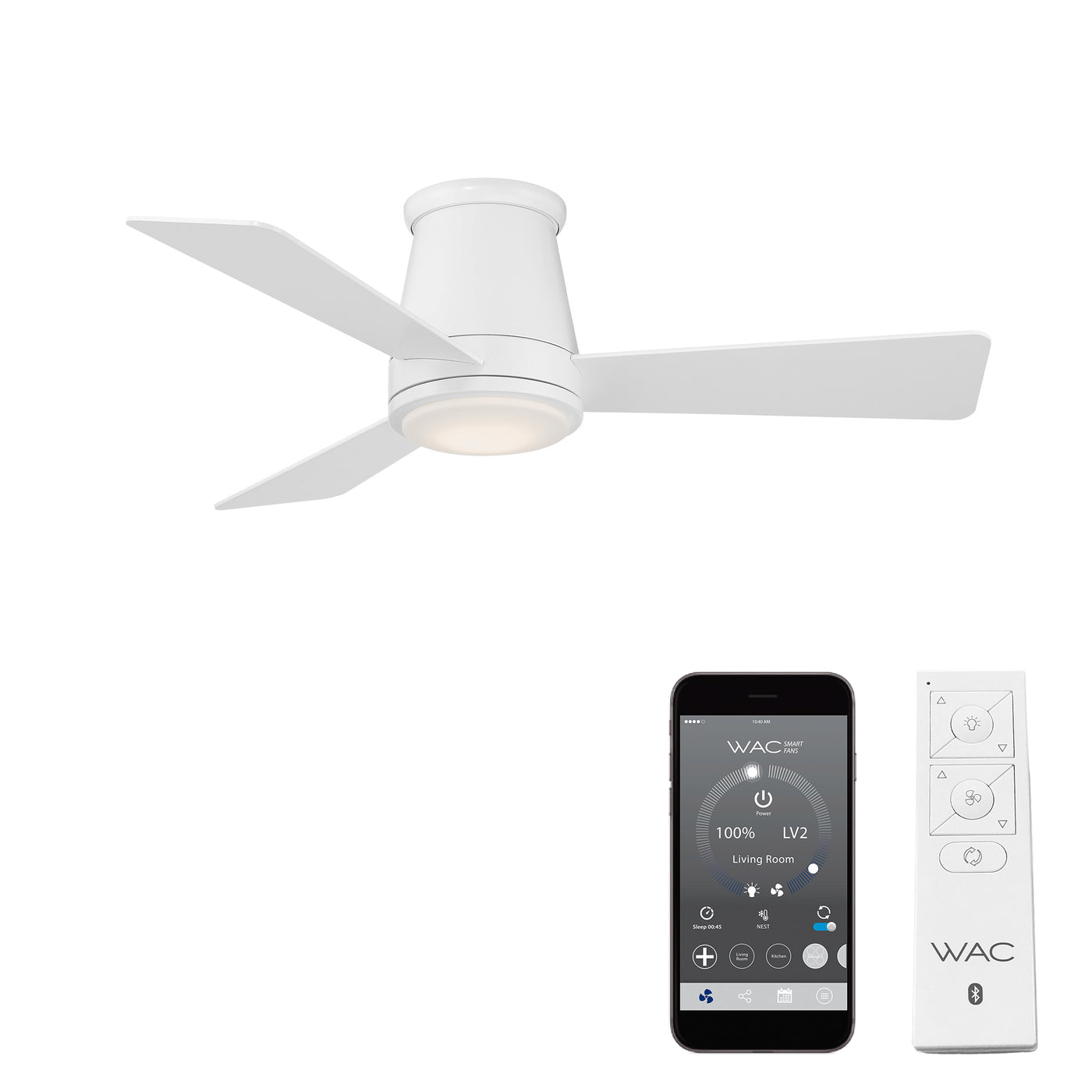 Hug 3-Blade Smart Flush Mount Ceiling Fan Ceiling Fan WAC Lighting