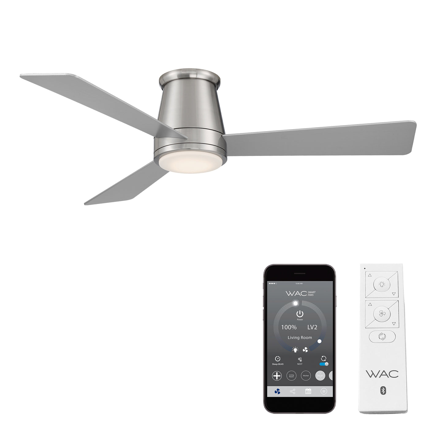 Hug 3-Blade Smart Flush Mount Ceiling Fan Ceiling Fan WAC Lighting